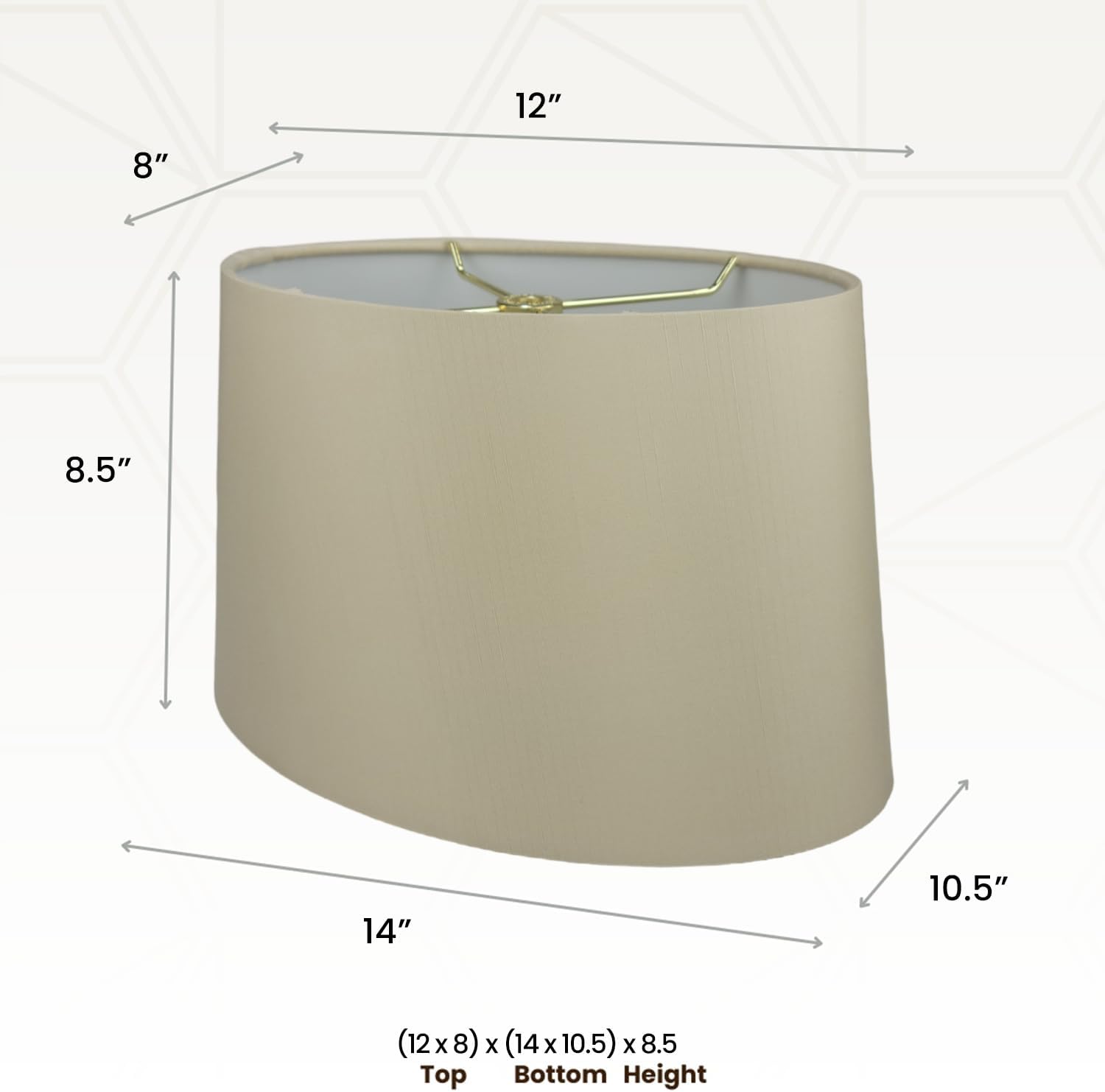 Royal Designs, Inc. Shallow Oval Hardback Lamp Shade, HB-611-14BG-2, Beige, (12 x 8) x (14 x 10.5) x 8.5, 2 Pack