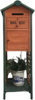 Retro Mailboxes Vertical Wooden Mailbox Outdoor Weatherproof Drop Box Post-Mount Post Box for Home Street Suggestion Post Decoration