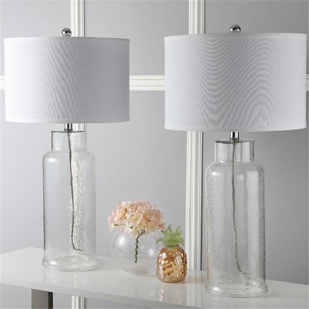 SAFAVIEH Lighting Collection – Set of 2 Glass Bottle Clear 30-Inch Table Lamps, LED Bulbs Included, Bedroom Living Room Home Office (LIT4157B-SET2)