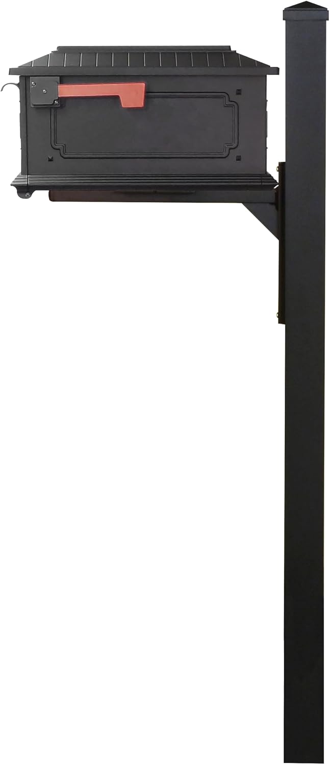 Special Lite Kingston Curbside Mailbox with Wellington Post - Black Aluminum Mailbox with Post - SCK1017_SPK720-BLK