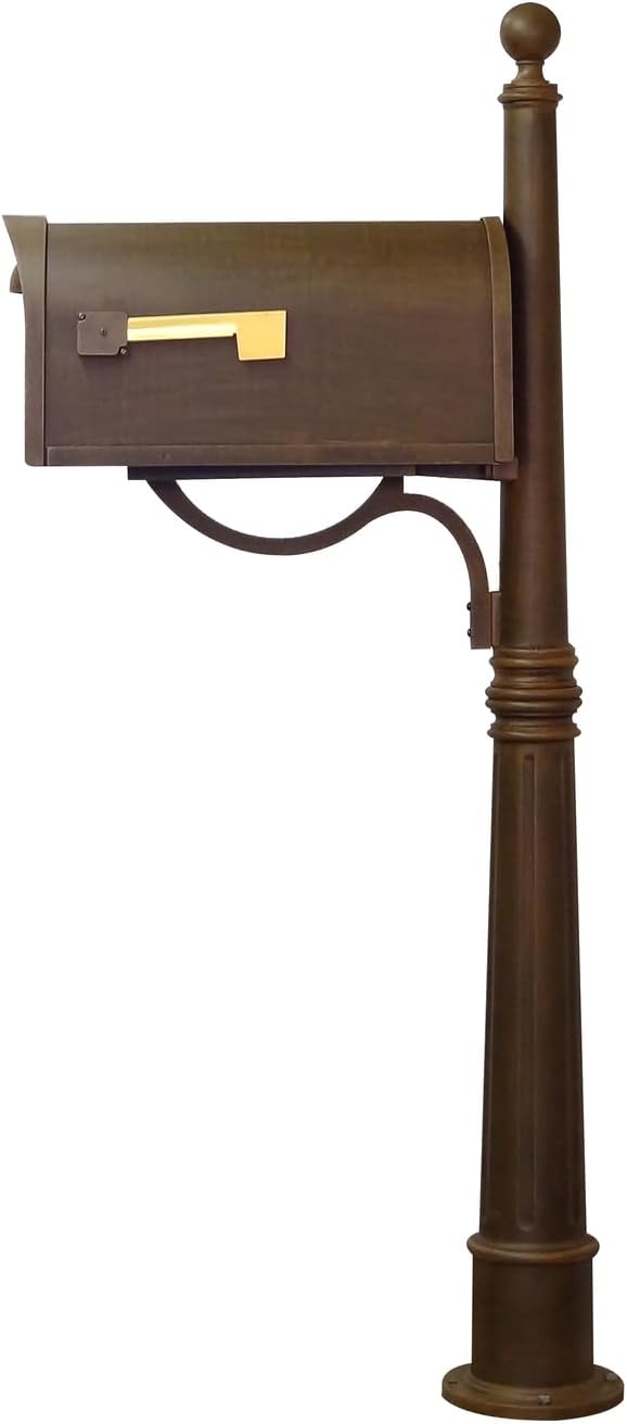 Products Classic Rust Proof Curbside Mailbox with Locking Insert and Ashland Mailbox Post, Copper