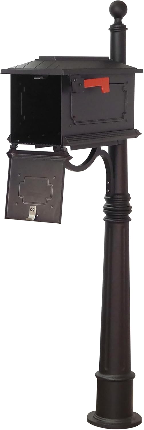 Special Lite Kingston Curbside Mailbox with Ashland Post - Black Mailbox with Aluminum Post - SCK-1017_SPK-600-BLK