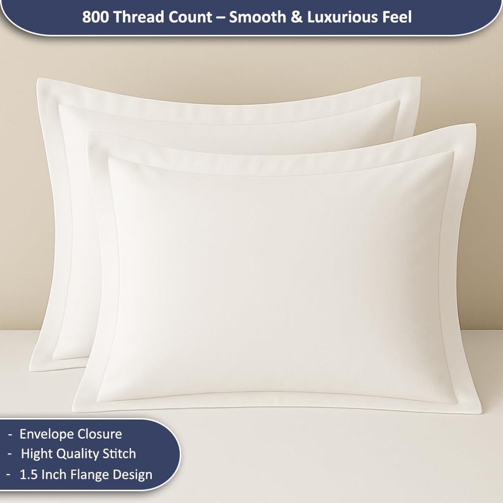 eBeddy Linens 100% Egyptian Cotton Duvet Cover Alaskan King Size 132x120 Inch, Sateen Duvet Cover 800-TC, Soft, Breathable Cotton Quilt Cover with Hidden Zipper Closure - 3 PC - Antique White