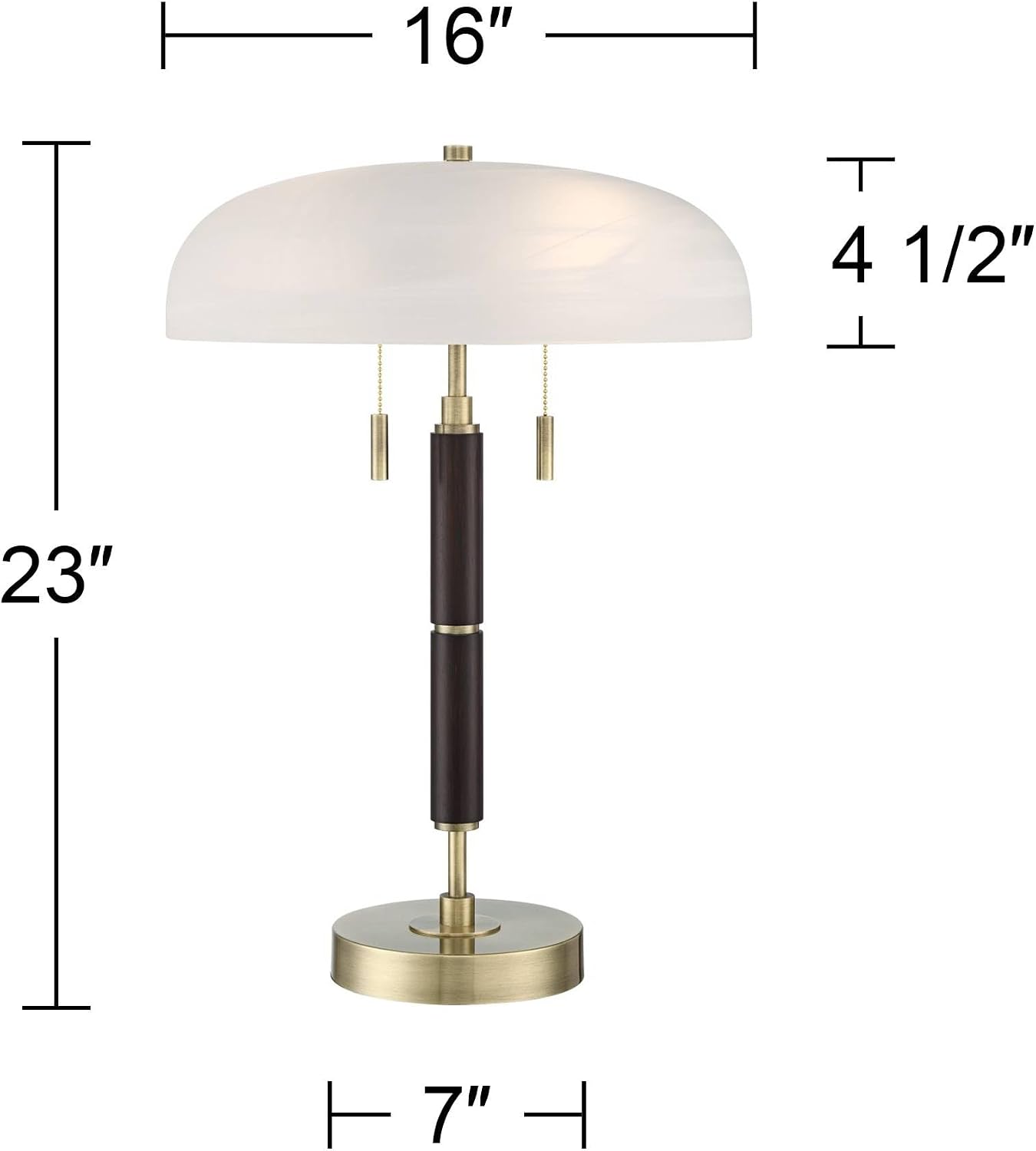 Possini Euro Design Wyndham 23' High Small Mid Century Modern Glam Luxe Desk Lamp with USB Charging Ports A+C Black Gold Metal Glass Dome Shade Home Office Living Room Charging Bedroom Bedside