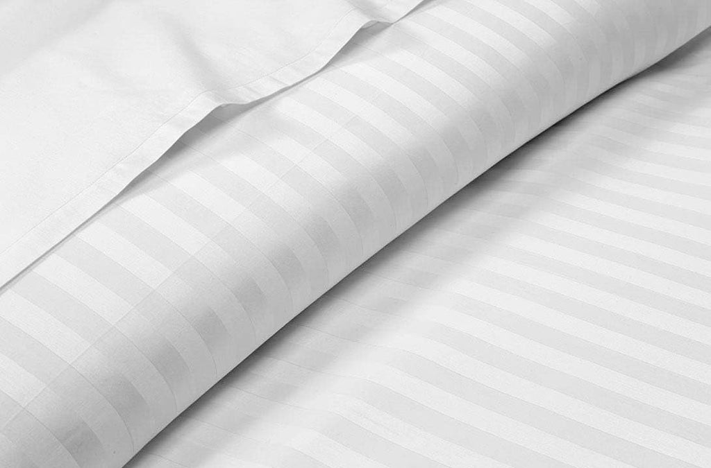 Texas King Size Egyptian Cotton (6 Pc) Bed Sheets Set 600 Thread Count Bedding and Pillow Cases Luxury Soft Bed Sheets - 15' Deep Pocket Soft & Smooth, White Stripe