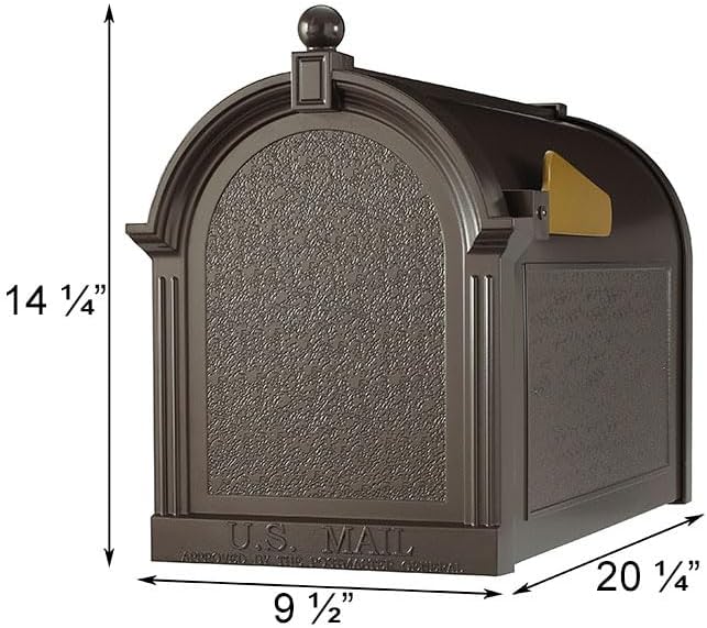 Whitehall French Bronze Deluxe Mailbox, Post, and Brackets | Heavy-Duty Aluminum Mailbox System | Large 20% Oversized Capacity with Magnetic Closure | Weather-Resistant Finish for Timeless Curb Appeal