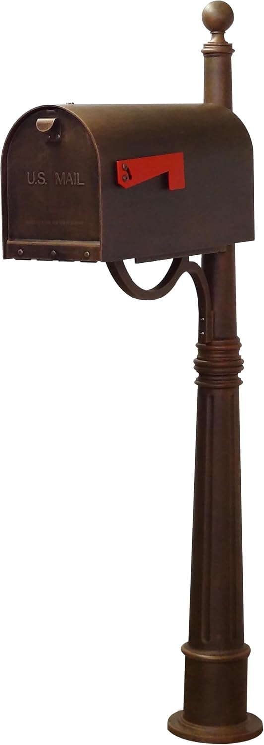 Special Lite Titan Steel Curbside Mailbox with Ashland Post - Copper Mailbox with Aluminum Post - SCH-1016S_SPK-600-CP