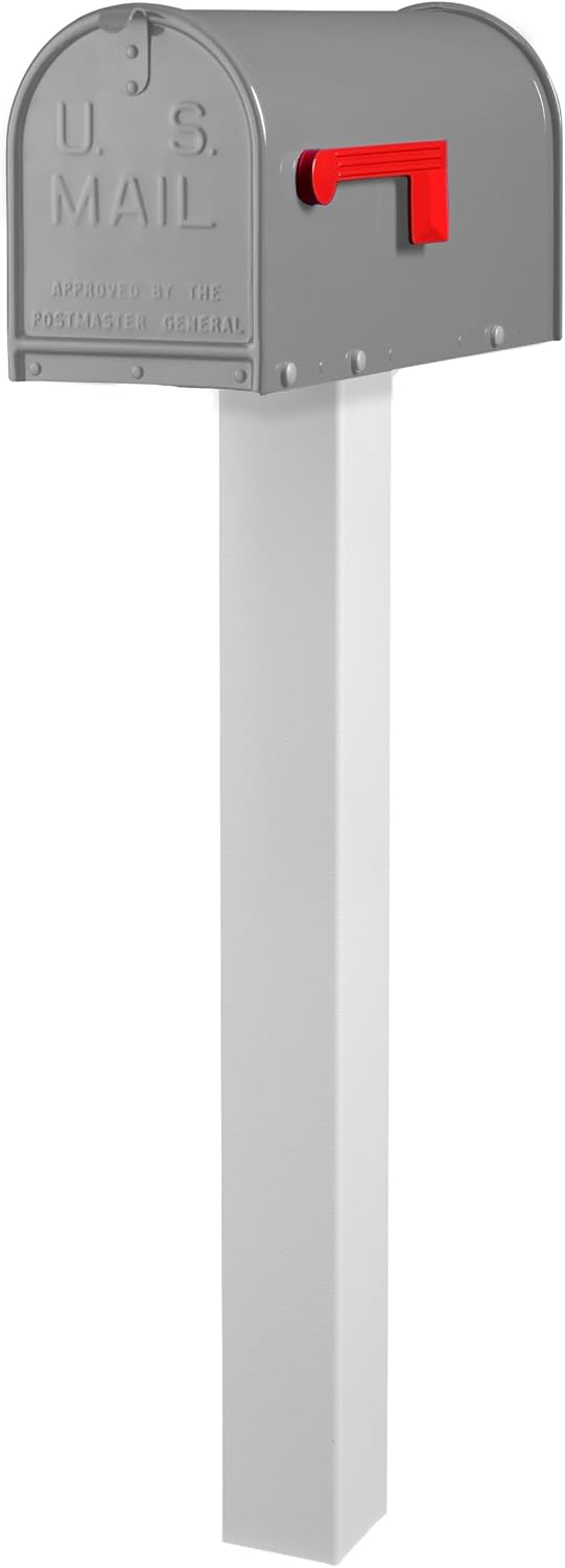 Janzer Post with Mailbox (White Post with Grey Mailbox)