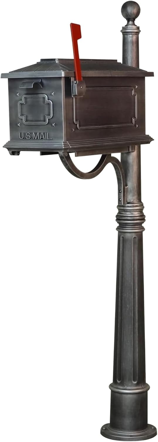 Special Lite Kingston Curbside Mailbox with Ashland Post - Swedish Silver Mailbox with Aluminum Post - SCK-1017_SPK-600-SW