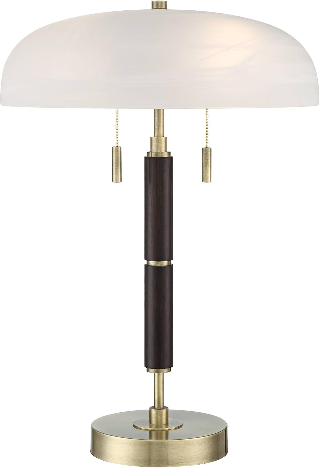 Possini Euro Design Wyndham 23' High Small Mid Century Modern Glam Luxe Desk Lamp with USB Charging Ports A+C Black Gold Metal Glass Dome Shade Home Office Living Room Charging Bedroom Bedside