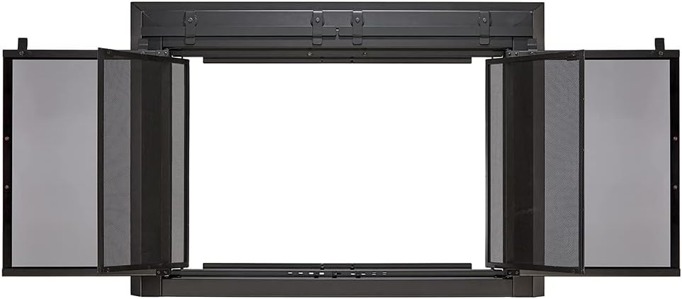 UniFlame - Gregory - Cabinet-Style Fireplace Doors with Smoke Tempered Glass (Color: Black, Size: Small - Fits Opening 30in to 37in W x 22.5in to 29.5in H)