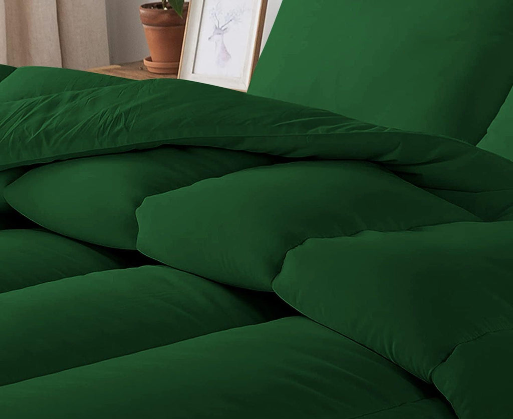 5 PC Straight Line Pattern Comforter Set Premium Super Soft 600 GSM All Season | 1000 Thread Count | 100% Egyptian Cotton ( Full/Queen Size, Green Color)
