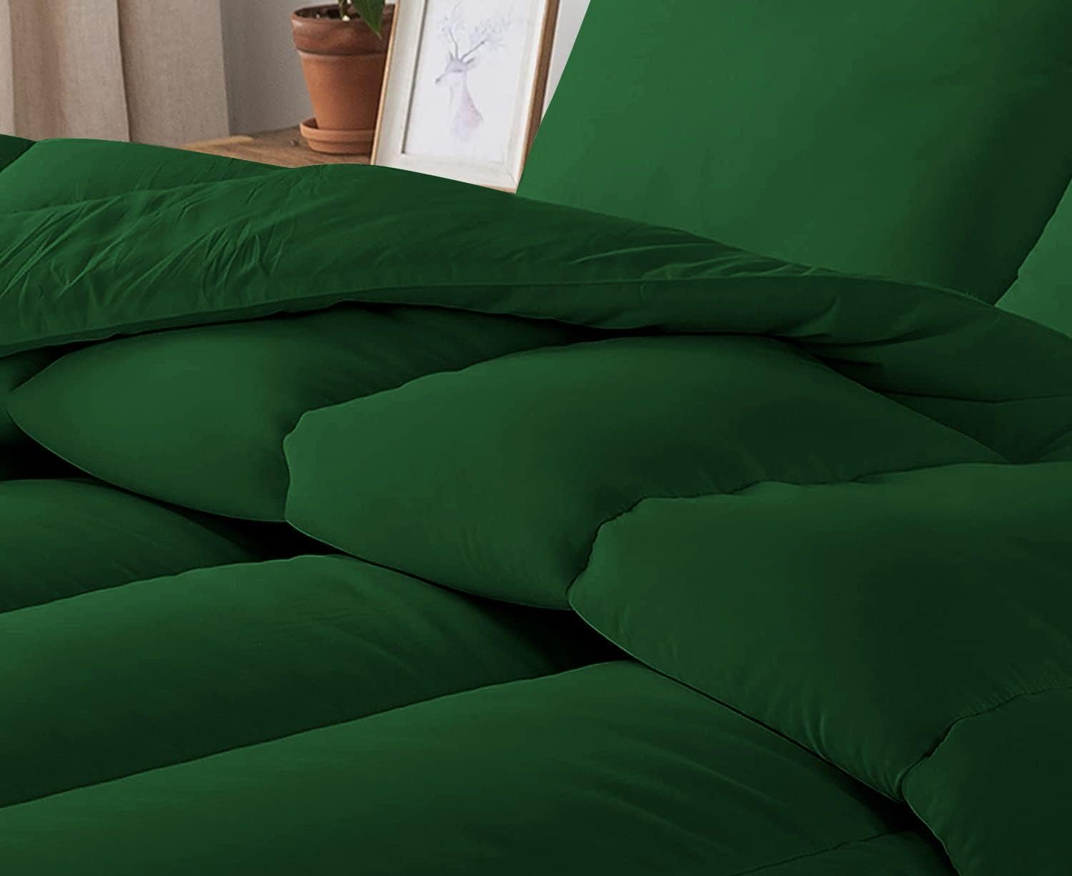 5 PC Straight Line Pattern Comforter Set Premium Super Soft 600 GSM All Season | 1000 Thread Count | 100% Egyptian Cotton ( Full/Queen Size, Green Color)