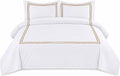 BedDecor Luxury 400-TC Egyptian Cotton 5PC Embroidered Duvet Cover Set with Beautiful 2-Stripe Embroidery(Chocolate, Full/Queen)