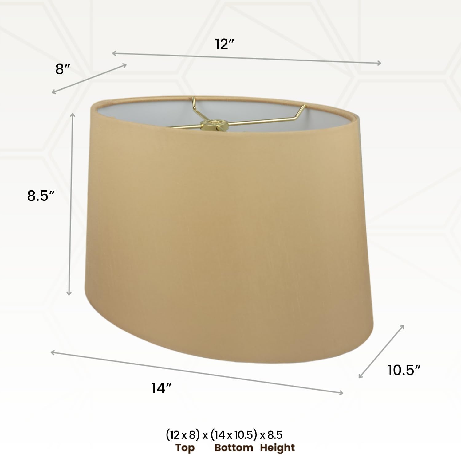 Royal Designs, Inc. Shallow Oval Hardback Lamp Shade, HB-611-14AGL-2, Antique Gold, (12 x 8) x (14 x 10.5) x 8.5, 2 Pack