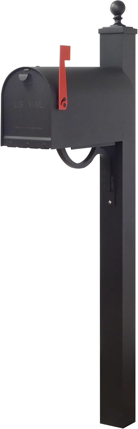 Special Lite Titan Curbside Mailbox with Springfield Post - Black Steel Mailbox with Post - SCH1016S-SPK710-BLK