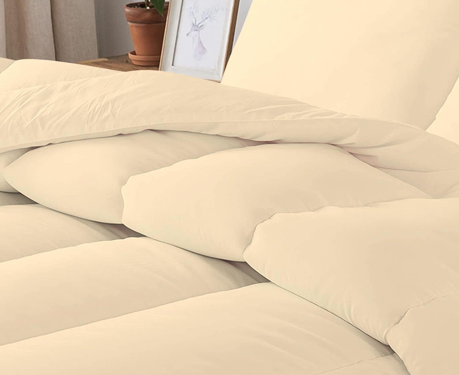 5 PC Straight Line Pattern Comforter Set Premium Super Soft 600 GSM All Season | 1000 Thread Count | 100% Egyptian Cotton ( Full/Queen Size, Ivory Color)