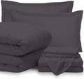 GOKOCO 7 Pieces, Bed in a Bag Bedding Sets Queen Size 100% Egyptian Cotton 800 Thread Count 400GSM Fiber Fill Comforter Set with Sheet Set 15' Deep Pocket - Dark Grey Solid
