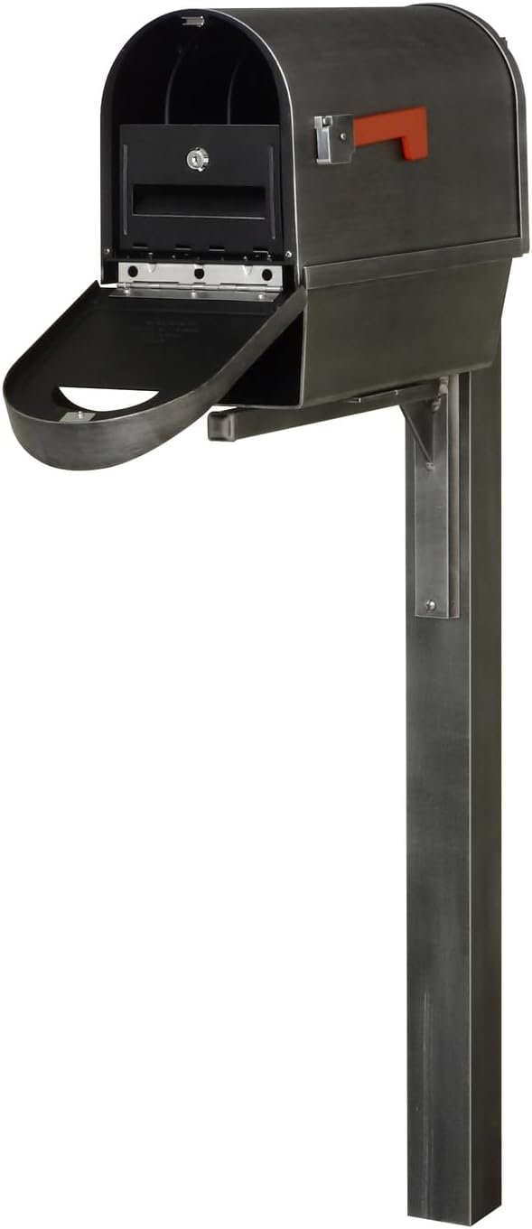 Products Classic Curbside Mailbox with Newspaper Tube, Locking Insert and Wellington Mailbox Post