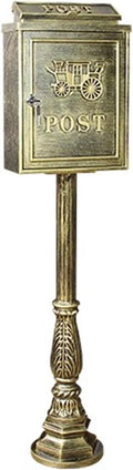 Mailboxes for Outside, Mailboxes for Outside with Post, Mailbox with Post, Metal Mailbox, Post Mount Mailbox, Cast Aluminum Mailbox, Locking Residential Mailboxes for Outside(Gold)
