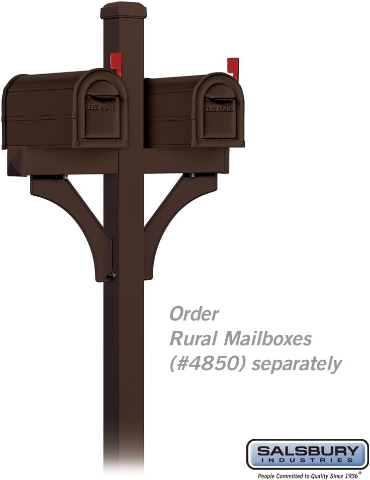 Salsbury Industries 4872BRZ Deluxe Mailbox Post 2 Sided for Mailboxes, In-Ground Mounted, Bronze