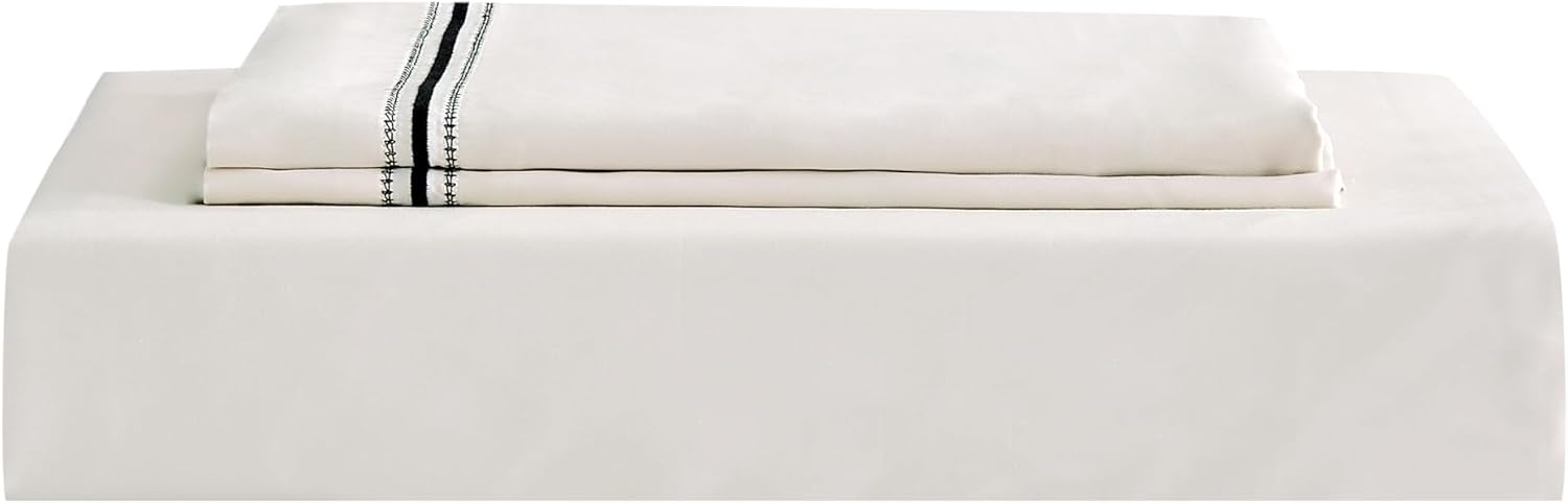 3Pcs Duvet Cover Set Egyptain Cotton Champagne Lace Luxury Wedding Collection (Off White, California King)
