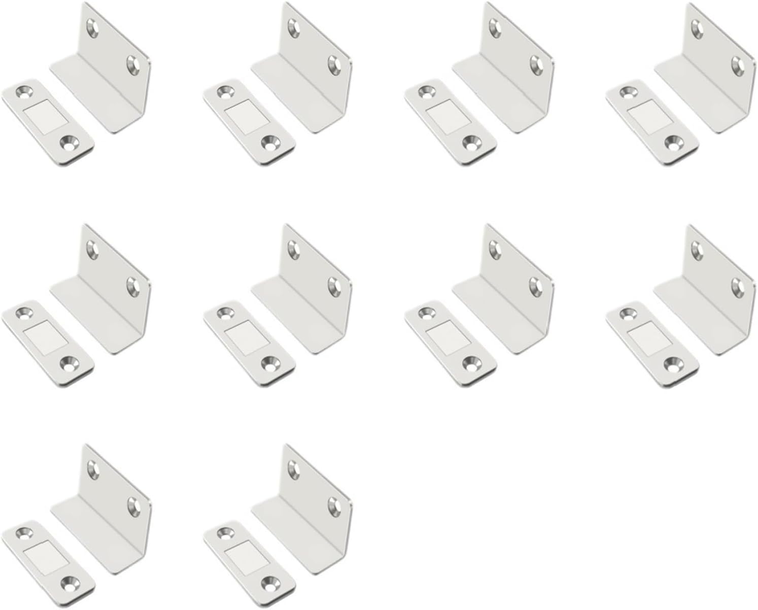 10-1PCS L-Shaped Magnetic Door Closer Self-Adhesive Invisible Cabinet Door Suction Wardrobe Magnetic Strip Patch Stopper(Silvery 10pcs)