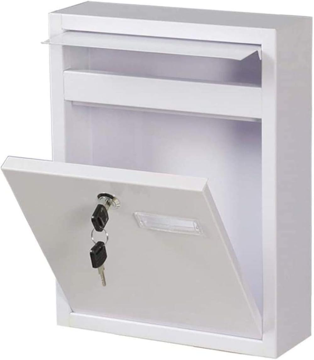 Post Box Modern Wall Mount Lockable Mailbox Outdoor Metal Key Large Capacity Commercial Rural Home Decorative Outdoor Mailbox-8x32x24cm