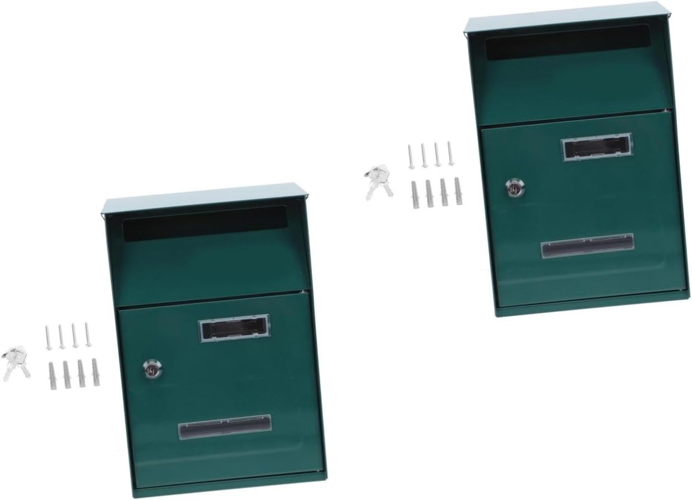 Homoyoyo 2pcs Vintage Metal Wall Mounted Suggestion Box with Lock Decorative Letter Storage Box for Home Office Durable Design Prevents Mail Theft for Envelopes Newspapers