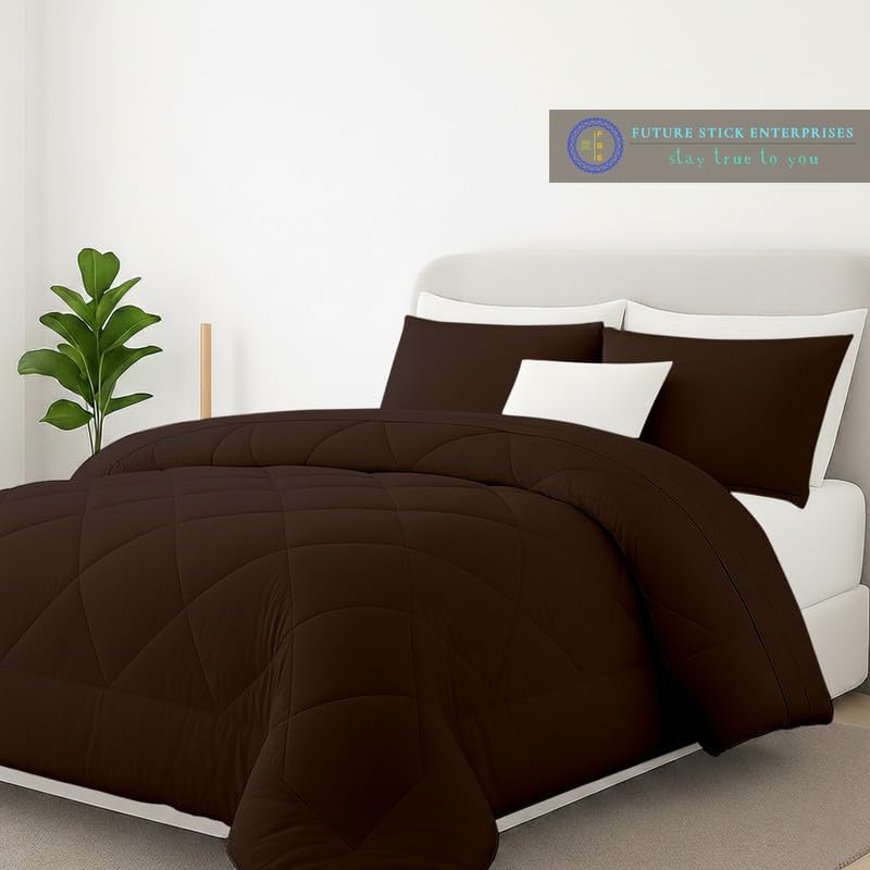 Egyptian Cotton Oversized Queen Size Comforter Sets - Chocolate Color, Soft Lightweight Bed Set, All Season Gray Bedding Sets - 1 Comforter & 2 Pillow case