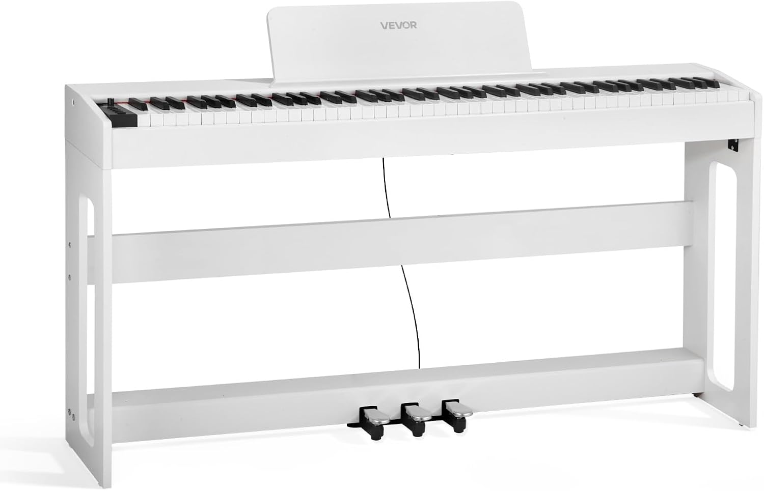 VEVOR Weighted Digital Piano, 88 Keys Fully Weighted, Electric Piano Keyboard with Furniture Stand, Power Adapter, Triple Pedal, Record Function, 280 Tones, Wireless Connection, for Beginners, White