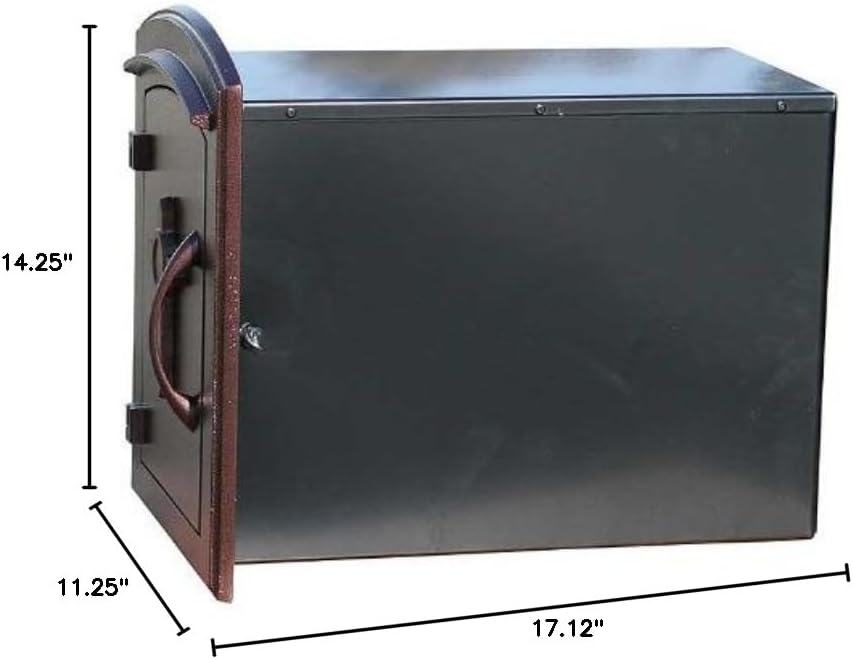 MAN-1400-AC Manchester Column Mount Cast Aluminum Mailbox with Plain Door, Antique Copper