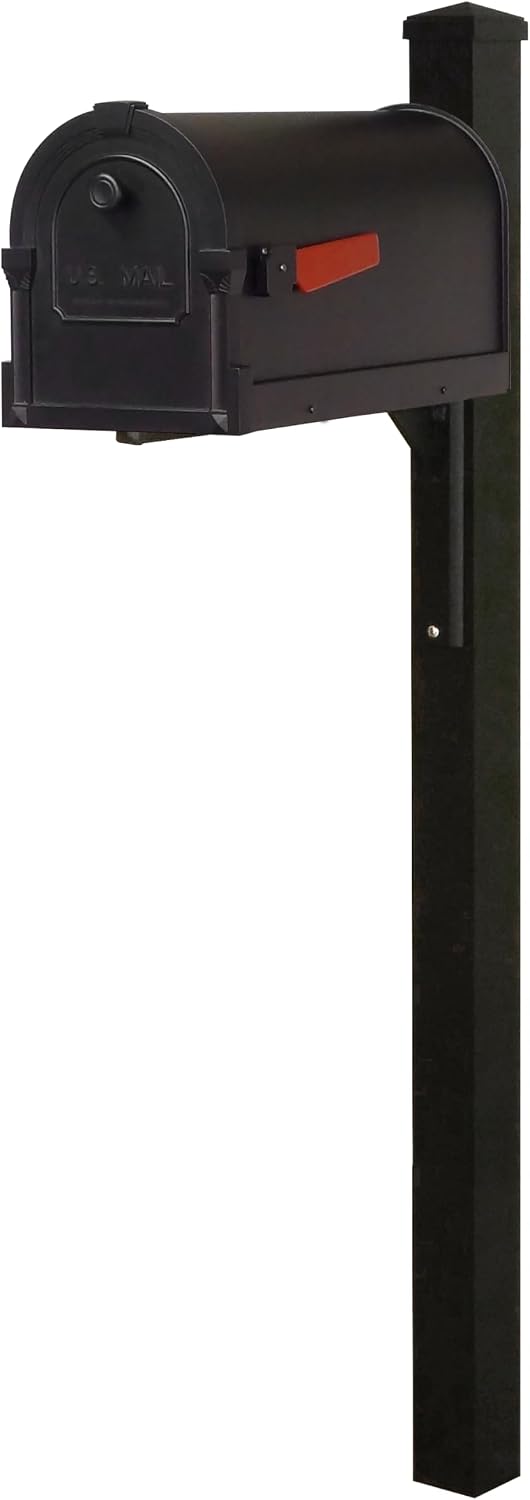 Special Lite Savannah Curbside Mailbox with Wellington Post - Black Aluminum Mailbox with Post - SCS1014_SPK720-BLK