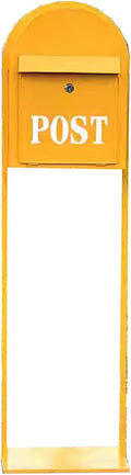 Mailboxes for Outside, Mailbox with Post Landing, Metal Mailbox with Keys Lock, for Garden, Lawn, Party, Countryside(Yellow)
