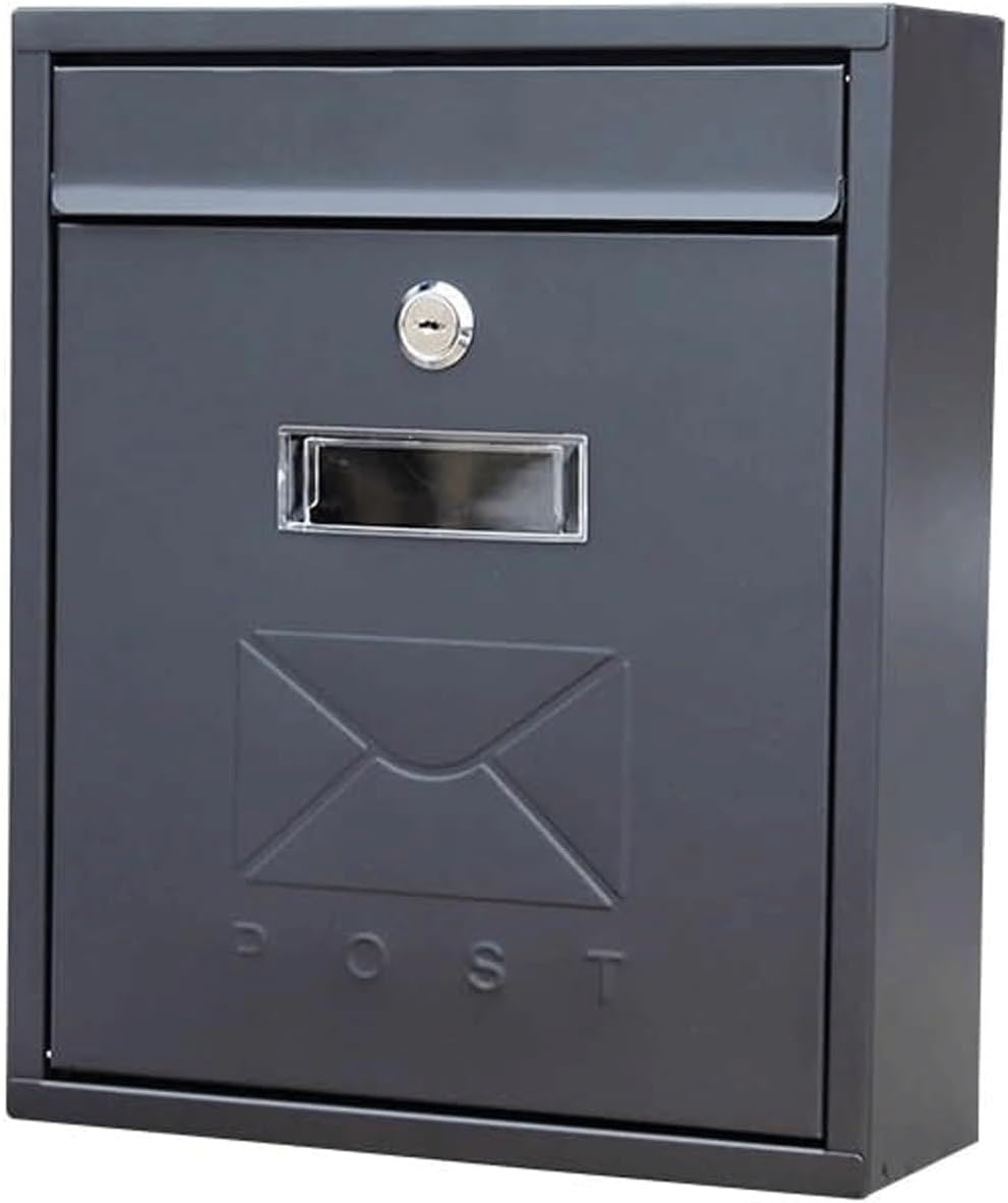 Metal Mailboxes Galvanized Steel Mailbox for Outside Drop Box Large with View Window Post Box Comment Box Suggestion Box(Dark Grey)