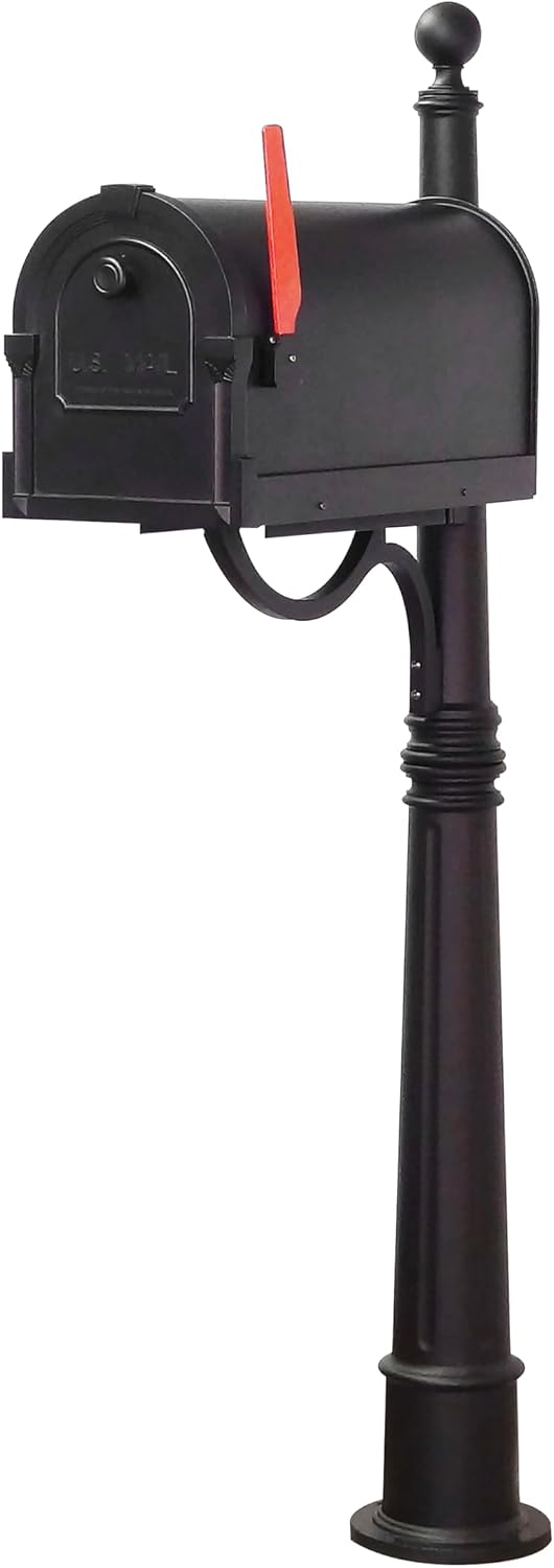Special Lite Savannah Curbside Mailbox with Ashland Post - Black Mailbox with Aluminum Post - SCS-1014_SPK-600-BLK