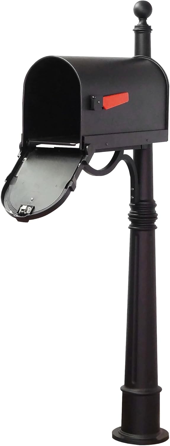 Special Lite Savannah Curbside Mailbox with Ashland Post - Black Mailbox with Aluminum Post - SCS-1014_SPK-600-BLK