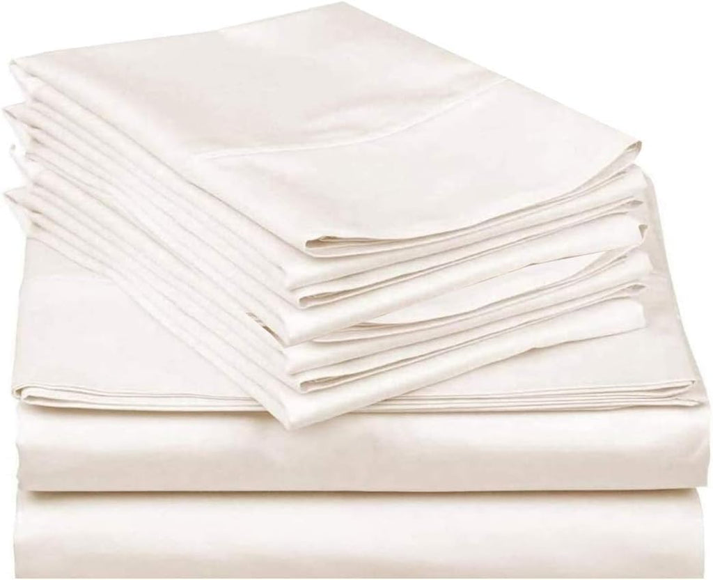 Breathable Luxury Bedding ! 800 Thread Count 100% Egyptian Cotton Queen Size 4 Piece Sheet Set Fit 15' Inch to 18' Inch Deep Pocket Ivory Solid.