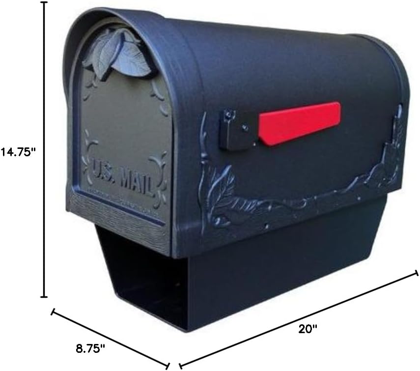 Special Lite Floral Curbside Mailbox with Paper Tube - Verde Green Aluminum Mailbox for Post Mount - SCF-2003-VG