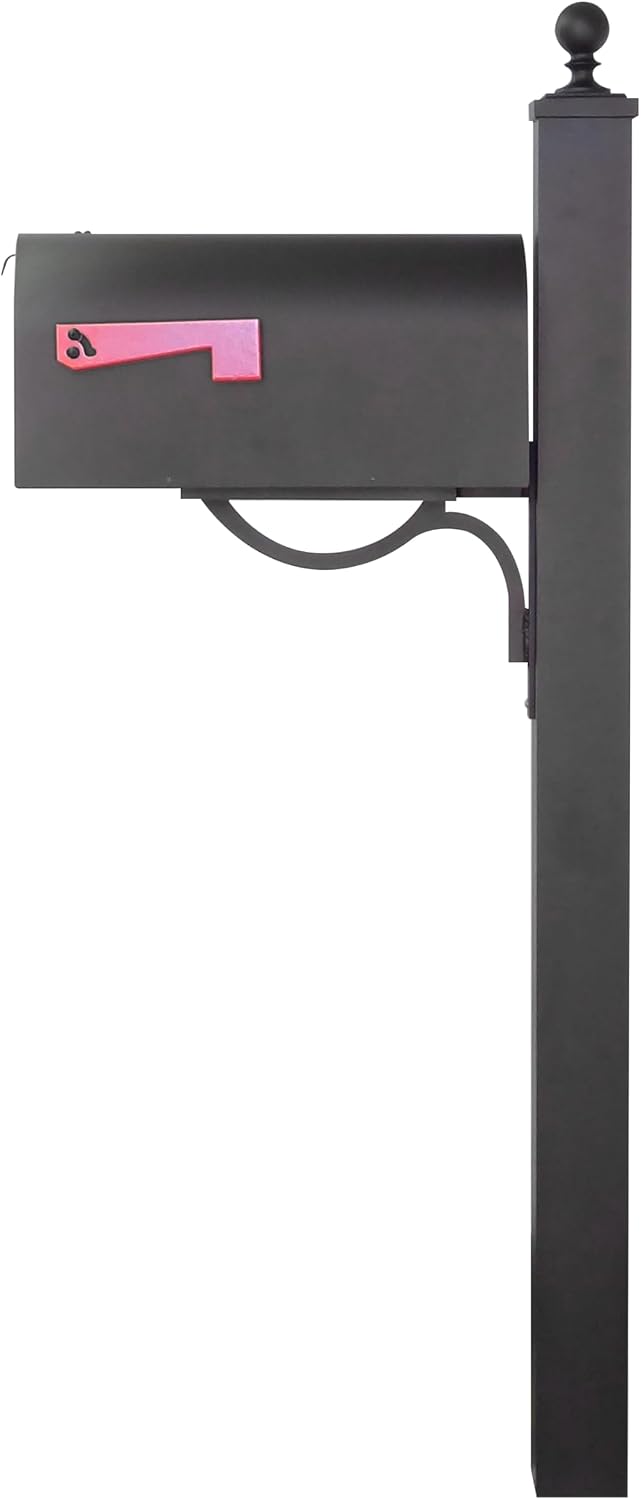 Special Lite Titan Curbside Mailbox with Springfield Post - Black Steel Mailbox with Post - SCH1016S-SPK710-BLK