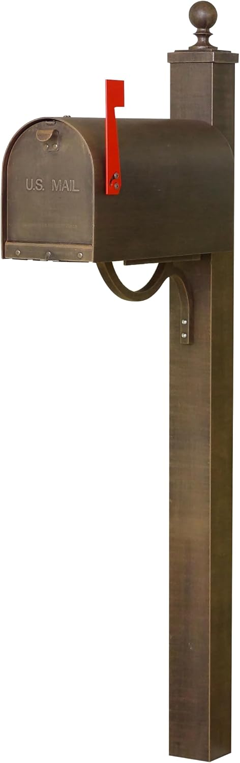 Special Lite Titan Curbside Mailbox with Springfield Post - Copper Steel Mailbox with Post - SCH1016S-SPK710-CP