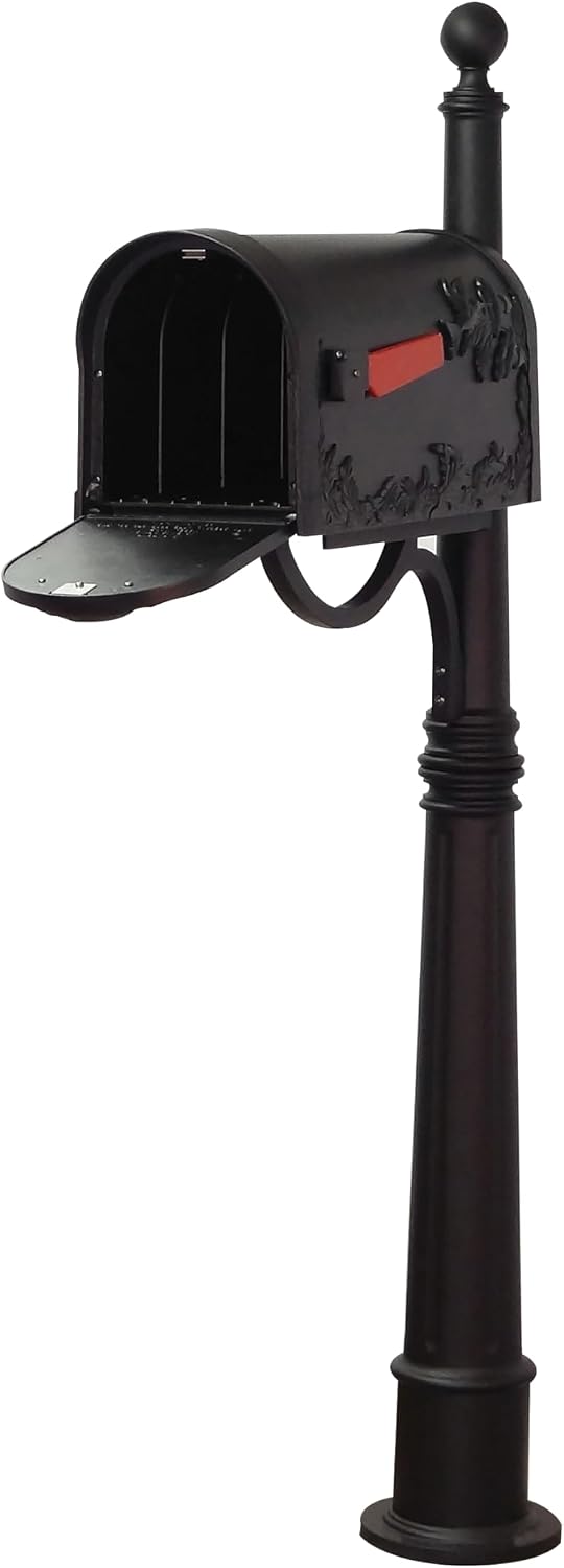 Special Lite Hummingbird Curbside Mailbox with Ashland Post - Black Mailbox with Aluminum Post - SCB-1005_SPK600-BLK