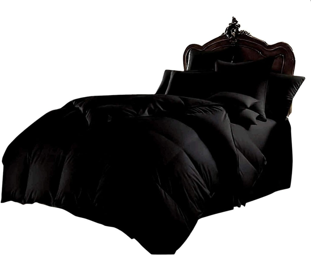 Queen Comforter Set Egyptian Cotton 1000 Series Black 400 GSM Queen Size Comforter Set (Comforter + 2 Pillowcases) Comforter for Queen Size Bed