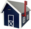 Amish Recycled Plastic Deluxe Mailbox, Patriotic Blue & White | Large Barn-Style Post Mount Mailbox with Diamond Plate Metal Roof, Red Flag & Magnetic Door | Weather-Resistant, Made in USA