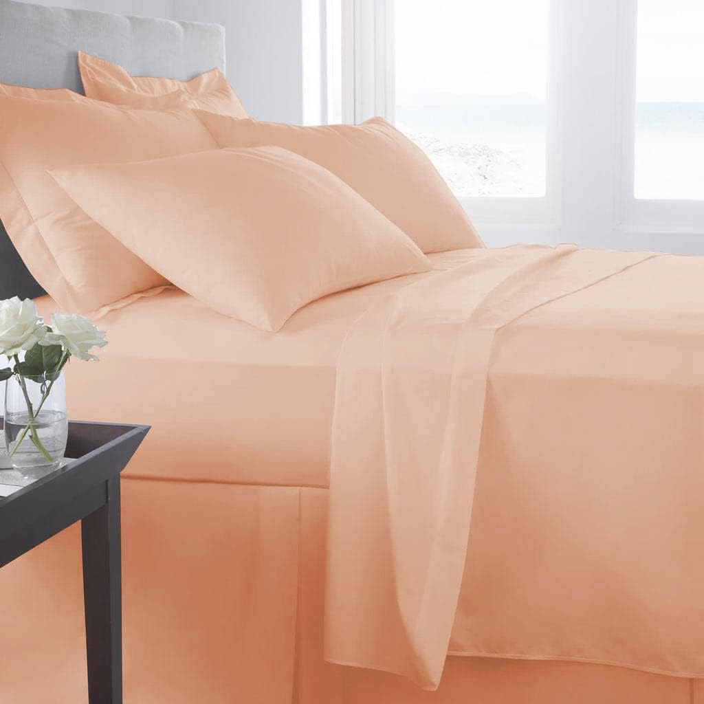 Luxury - 7 Piece Bed in A Bag (15' Deep Pocket Sheet Set & 400 GSM Comforter) - 800 Thread Count - 100% Egyptian Cotton (Queen Size, Blush Solid)