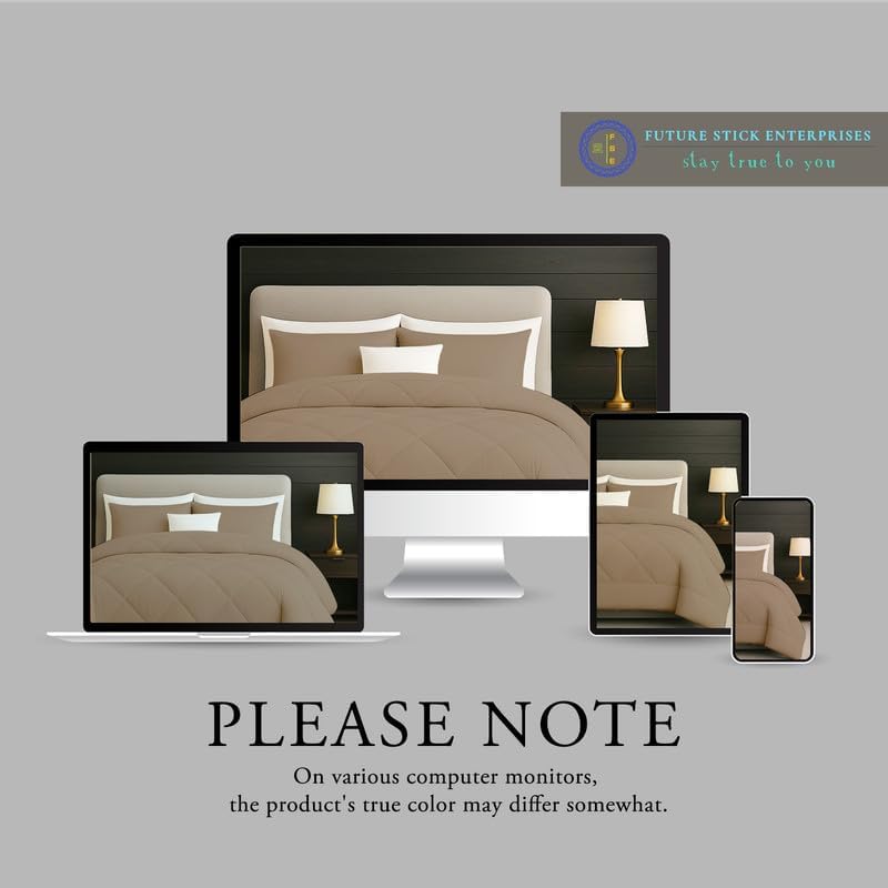 Egyptian Cotton Twin Size Comforter Sets - Taupe Color, Box Stitched Soft Lightweight Bed Set, All Season Gray Bedding Sets - 1 Comforter and 2 Pillow case