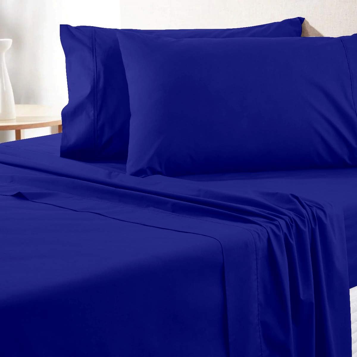 Super Soft Luxury Premium Quality 800 TC Egyptian Cotton 6 Piece Bedding Bed Sheet Set Eco Friendly Wrinkle Free Sheets 20-Inch Deep Pocket Twin Royal Blue