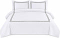 BedDecor Luxury 400-TC Egyptian Cotton 5PC Embroidered Duvet Cover Set with Beautiful 2-Stripe Embroidery(Black, Full/Queen)