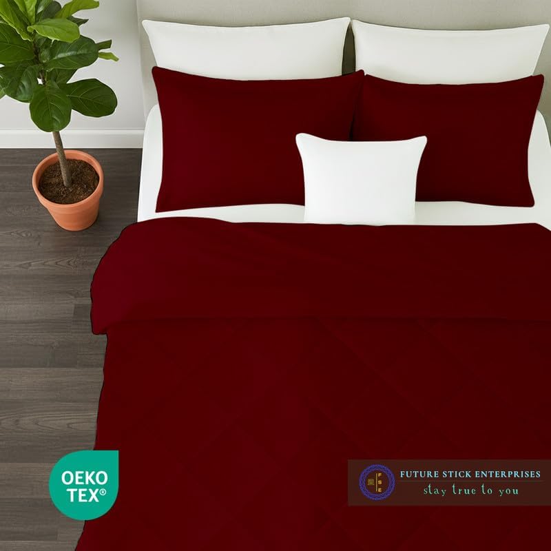 Egyptian Cotton Oversized Queen Size Comforter Sets - Burgundy Color, Soft Lightweight Bed Set, All Season Gray Bedding Sets - 1 Comforter & 2 Pillow case