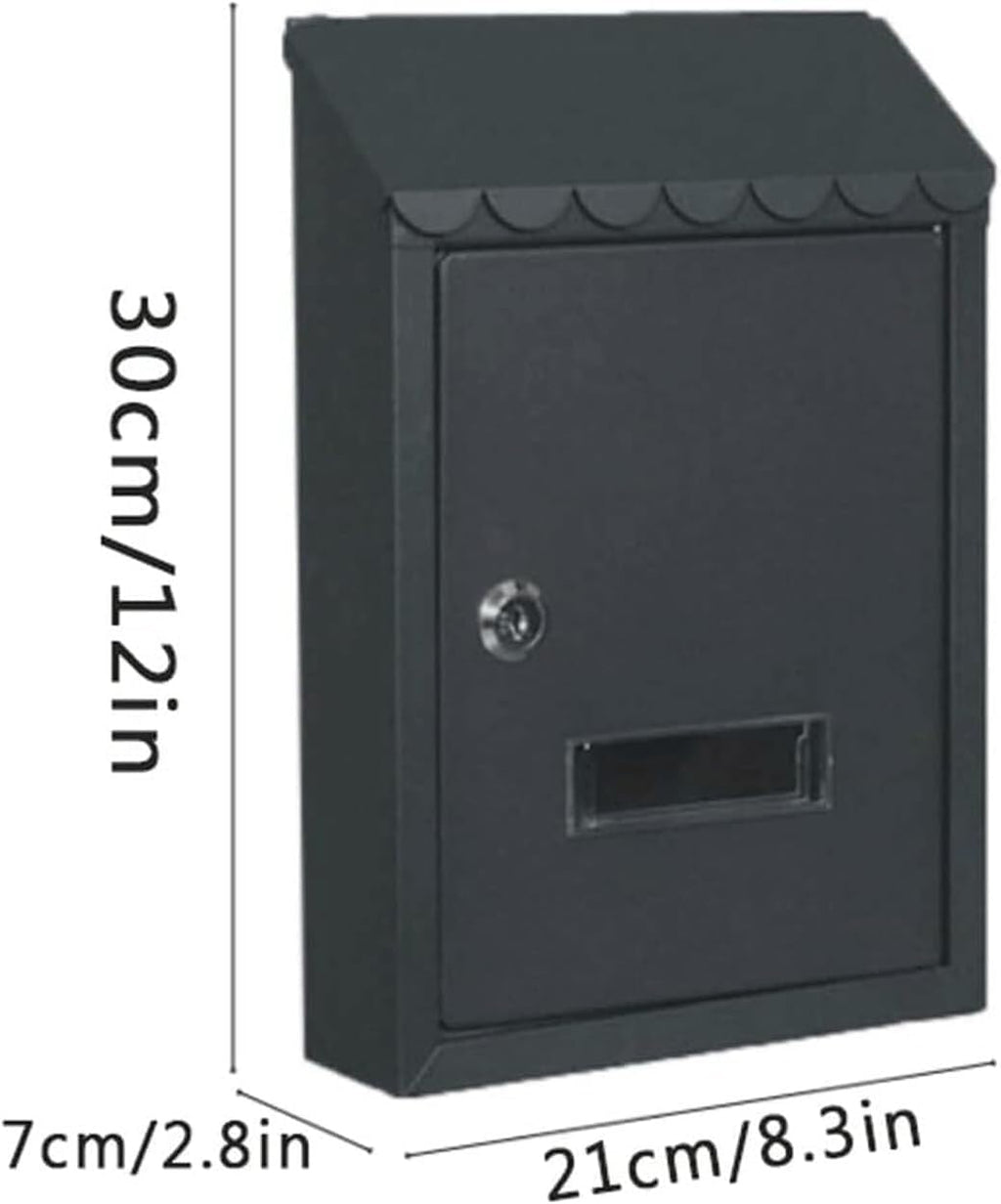 Mailbox Galvanized Steel Mailbox Modern Post Box with Sight Window Drop Box Rectangular Parcel Box with Key Wall Mounted Mail Boxes Domestic(Green)